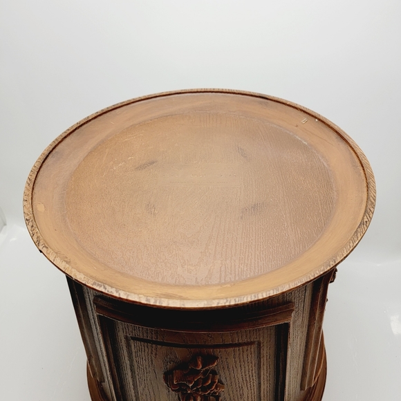 Vtg Max Klein Faux Wood Rose Plastic TrashCan Waste Basket Planter Pot Brown MCM - Picture 6 of 10